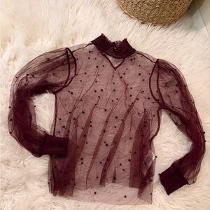 Elegant Sheer Burgundy Top